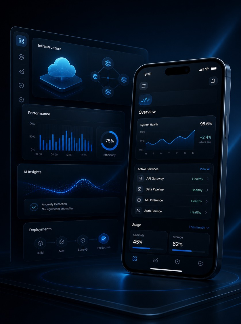 Modern web and mobile product interfaces representing PixableSoft engineering work